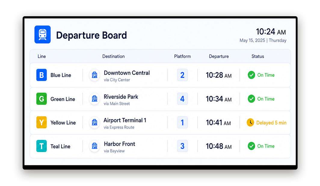 Transportation hub digital signage with BrightSign player