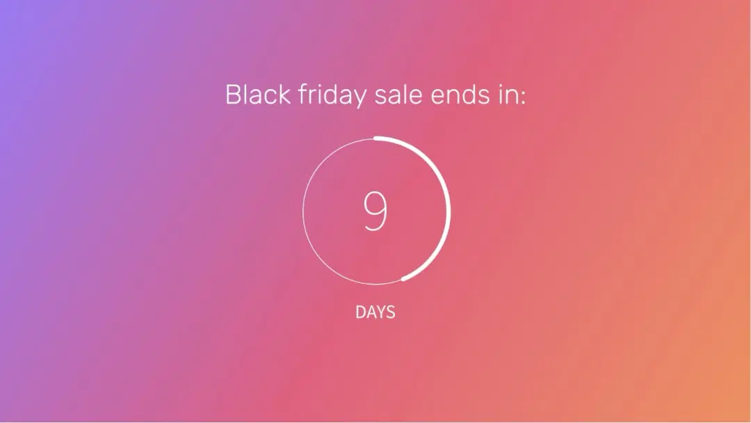 Countdown app layout preview showing blue red gradient as background and timer set to end in 9 days