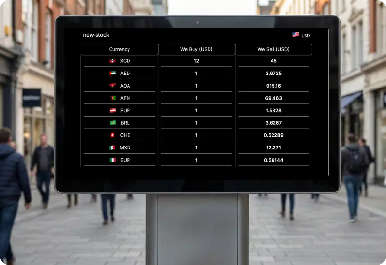 Publish Currency Exchange Board content to screens