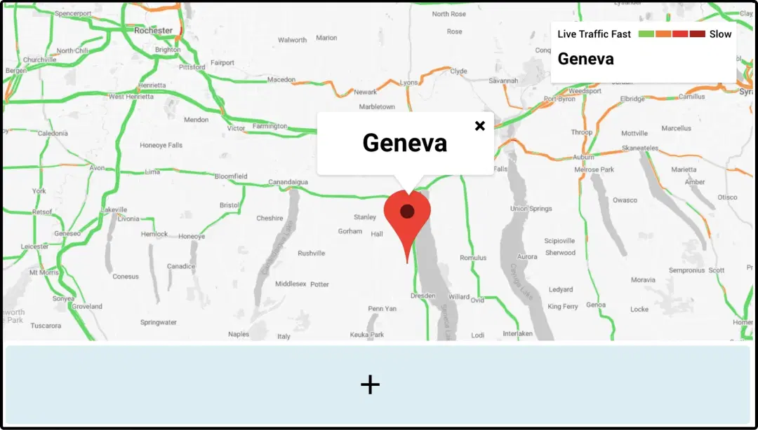 Step 2: Digital signage software interface showing composition window with Google Traffic App feed being displayed on the top