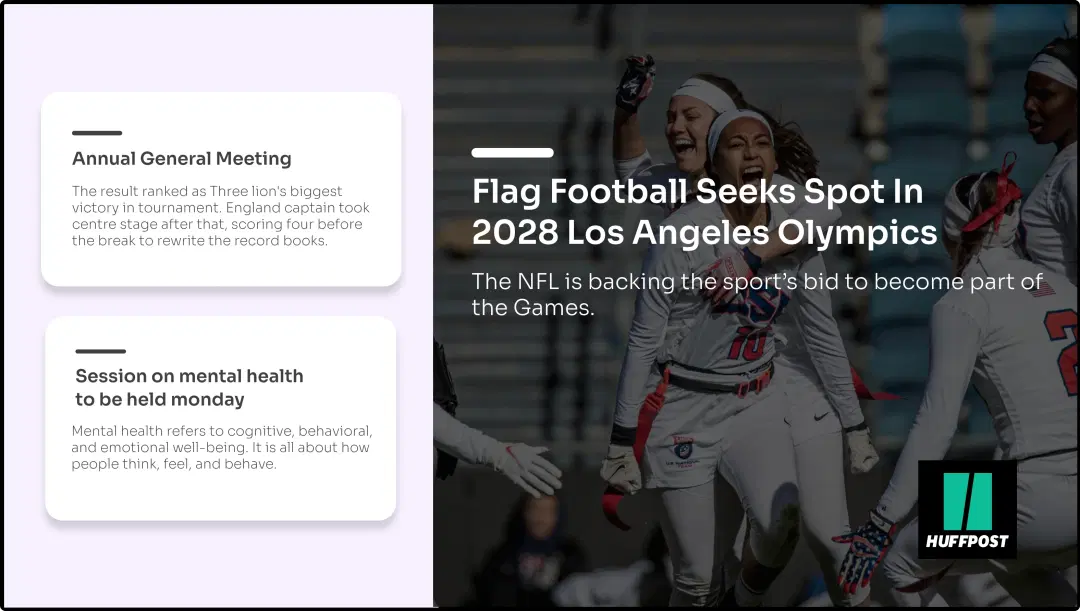 Step 3: Digital signage software interface showing composition window with HuffPost News app and Text app feeds