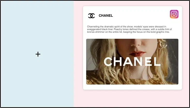 Step 2: Digital signage software interface showing composition window with Instagram app feed being displayed on the right