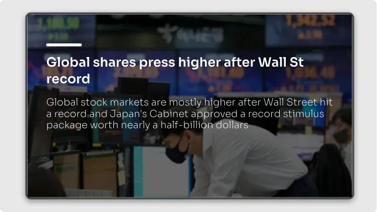 Digital signage screen showing local news feeds from Pickcel's ABC News news app