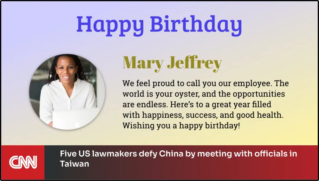 Step 3: Digital signage software interface showing composition window with People Space App and CNN news app feeds
