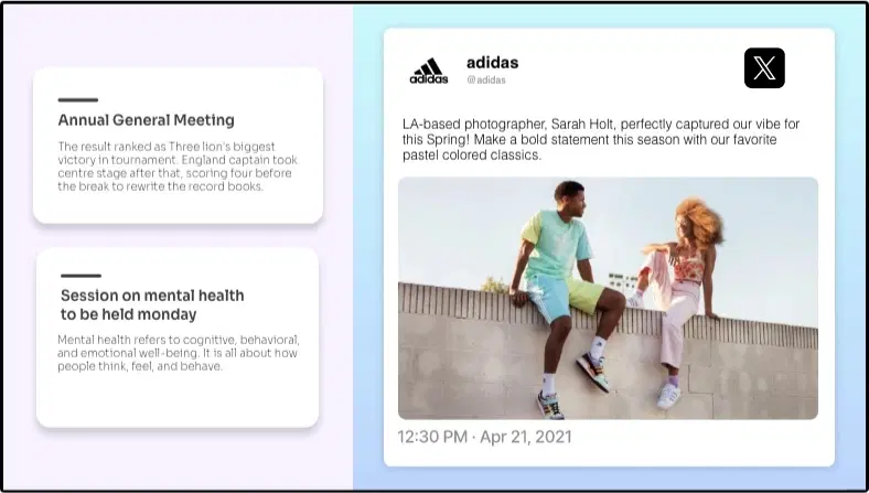 Step 3: Digital signage software interface showing composition window with Twitter Plus app feed