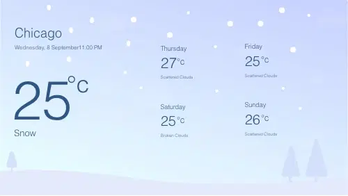Weather app layout preview showing weather information in style 2