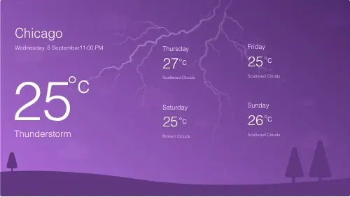 Weather app layout preview showing weather information in style 3
