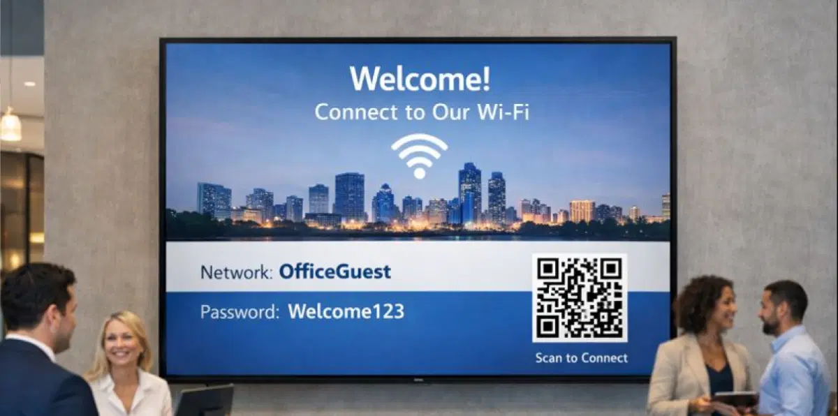 Corporate offices and co-working spaces using Wi-Fi Connect on digital signage