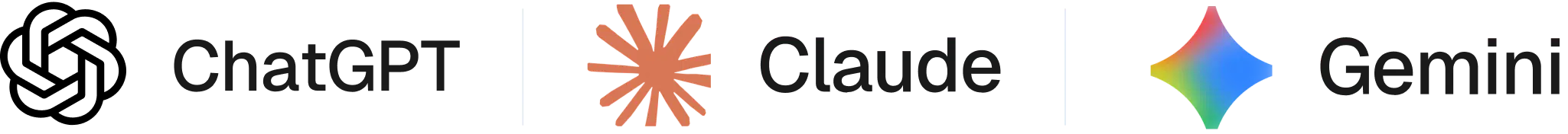 Works with ChatGPT, Claude, and Gemini