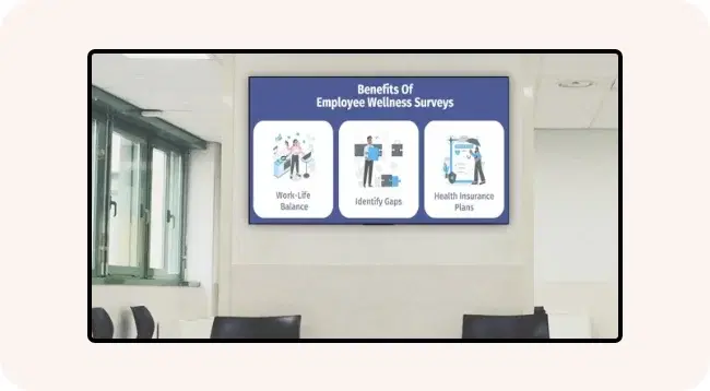 A digital signage screen showing interactive wellness content