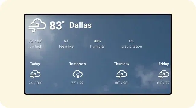 Airport digital signage showing entertainment content