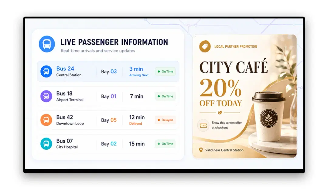 Advertising revenue on bus stop digital signage displays