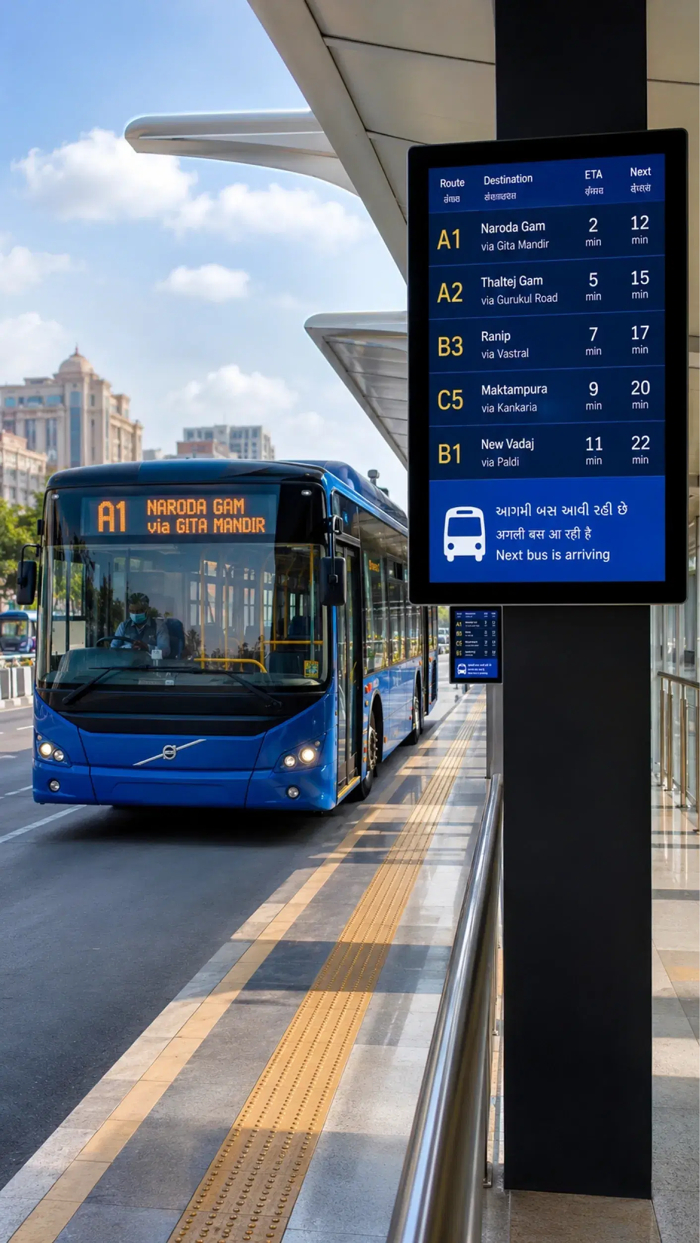 Bus rapid transit station using Pickcel-powered NEC passenger information displays
