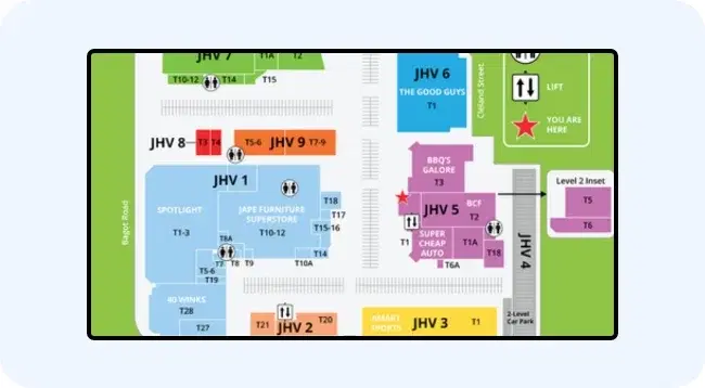 Digital signage screen showing cruise ship wayfinding and navigation maps Digital signage screen showing cruise ship wayfinding and navigation maps