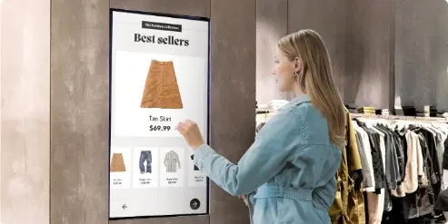 Self-service kiosk in a government office for form submission and queue management