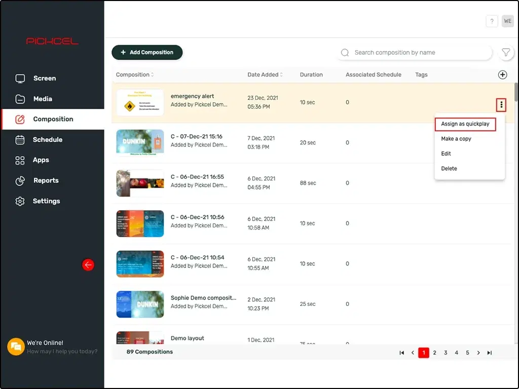 Assign as quick play