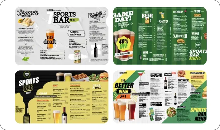 A digital menu board for a coffee shop running menu and ads simultaneously