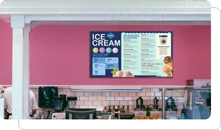 Digital menu board showing seasonal offers and promotions