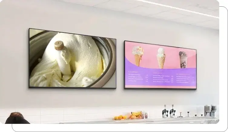 Digital menu board running menu and ads simultaneously