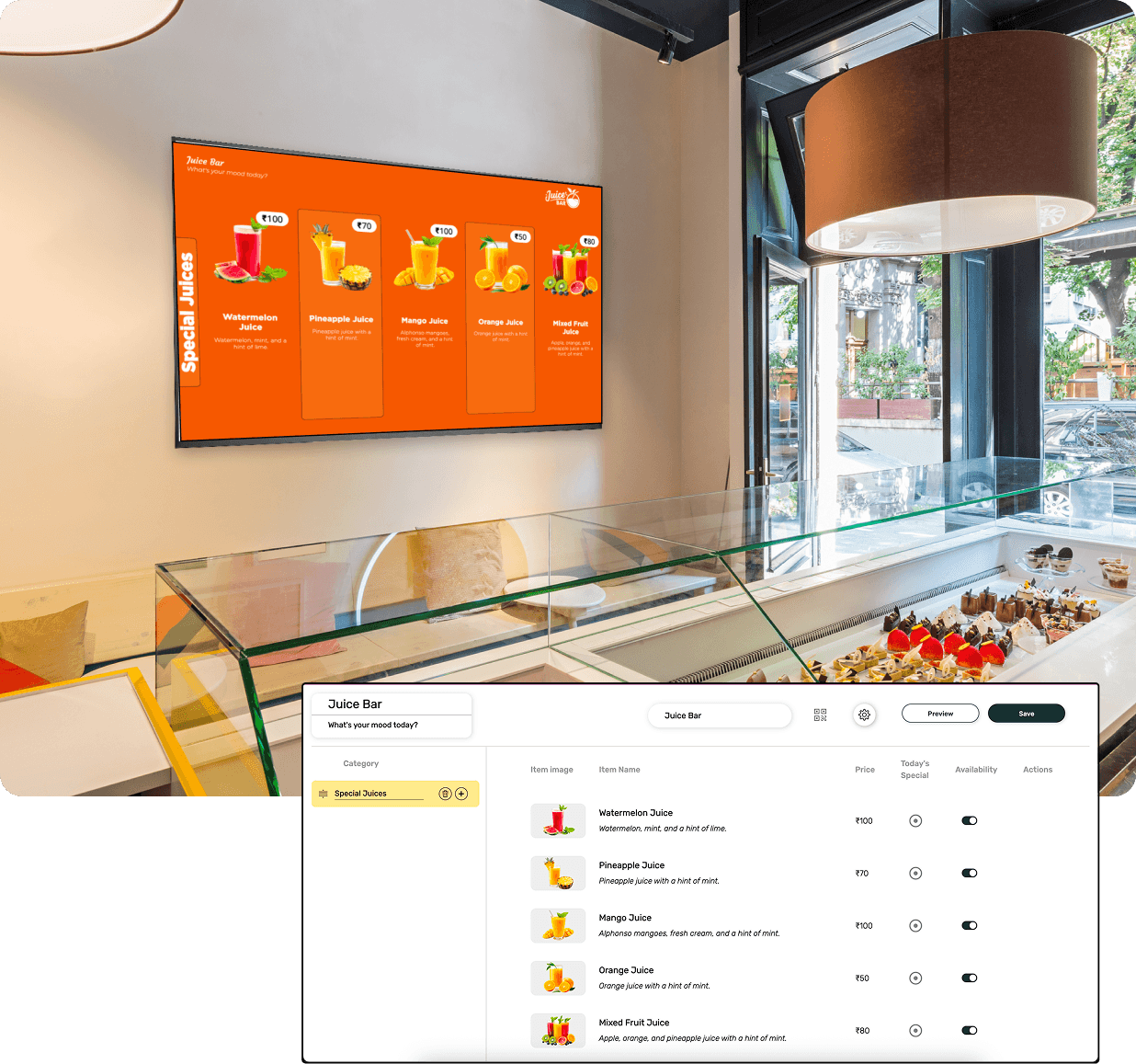 Simple Setup and Customization digital menu board feature
