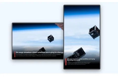 BBC news feeds in landscape and portrait layouts