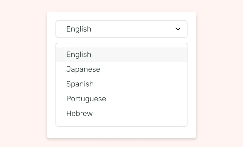 Clock app feed preview showing language options available like English, Japanese, Spanish, etc.