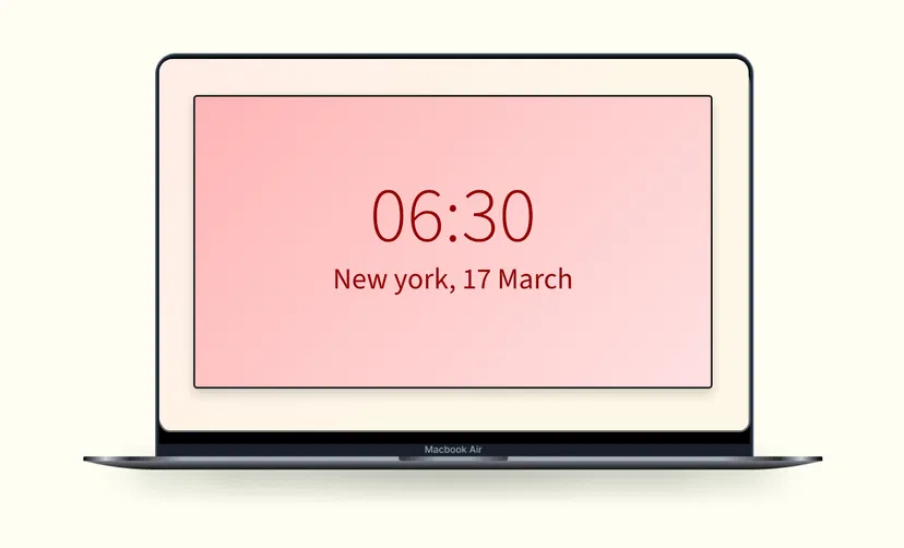 Clock app preview screen to check how the app content will look on the digital signage screen before publishing