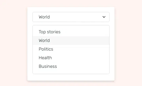 CNN news app interface showing news topic list like Top stories, World, Politics, etc., to display on digital signage screens