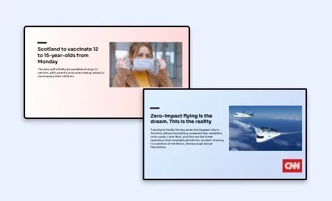 CNN news app preview showing two different color themes in digital screens