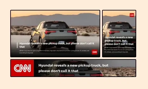 Digital signage CNN news app layout preview showing app data fit into any layout and adjusts to screen size and orientation