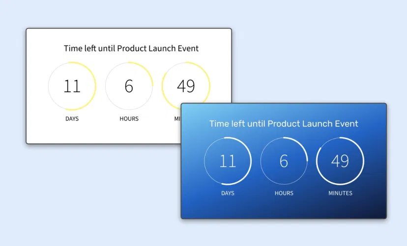 Countdown app feed preview showing two themes options. one with Transparent background and other with gradient background