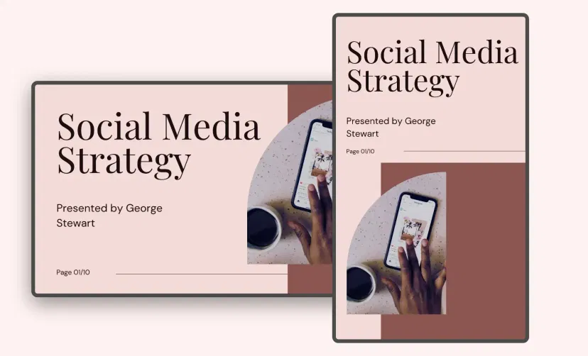 Google Slides app feed preview in digital screens with landscape and portrait layouts