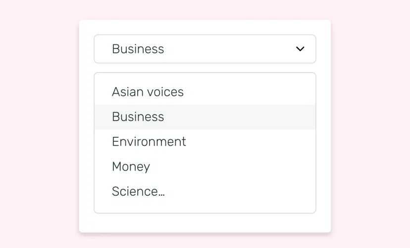 Choose your news topics screenshot