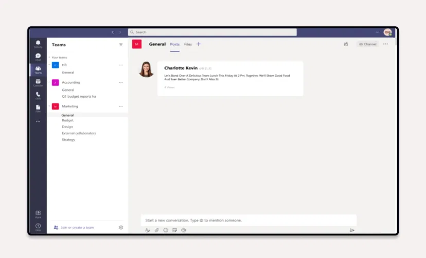 Digital signage Microsoft Teams app option to control the post frequency that can be displayed