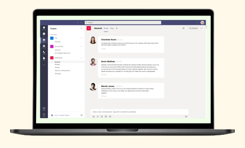 Microsoft Teams app preview screen to check how will the app content look in the digital signage screen before publishing