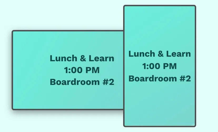 Text Board app preview in digital screens with landscape and portrait layouts