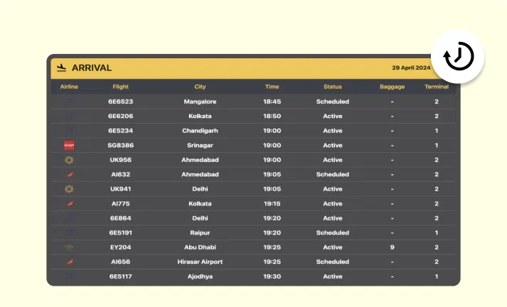 Auto-update flight status screenshot