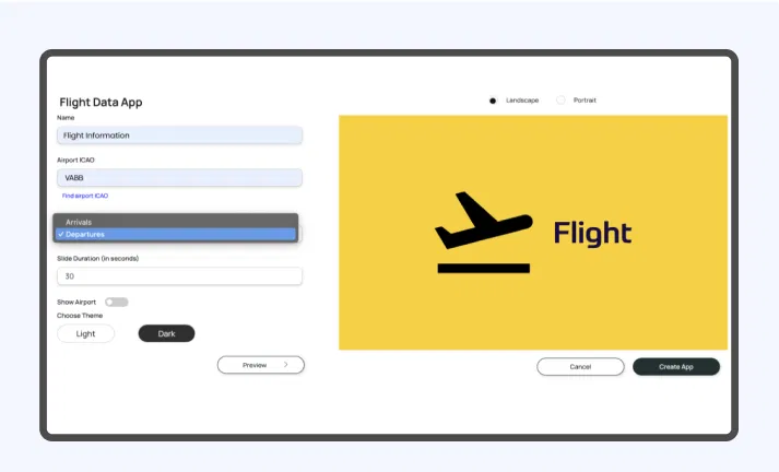 Control arrival and departure setup screenshot
