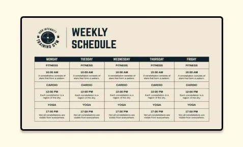 Trainer schedules and availability