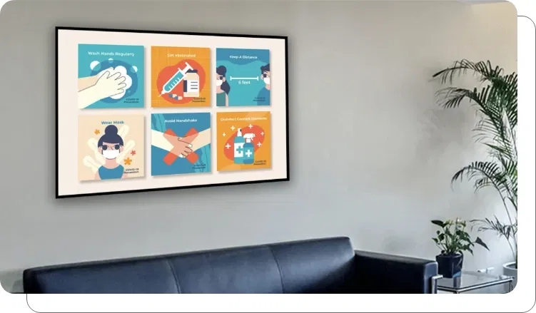 A digital signage screen showing educational health content