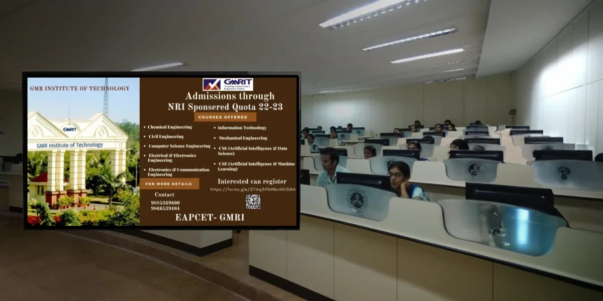 GMRIT campus digital signage displaying announcements and schedules powered by Pickcel