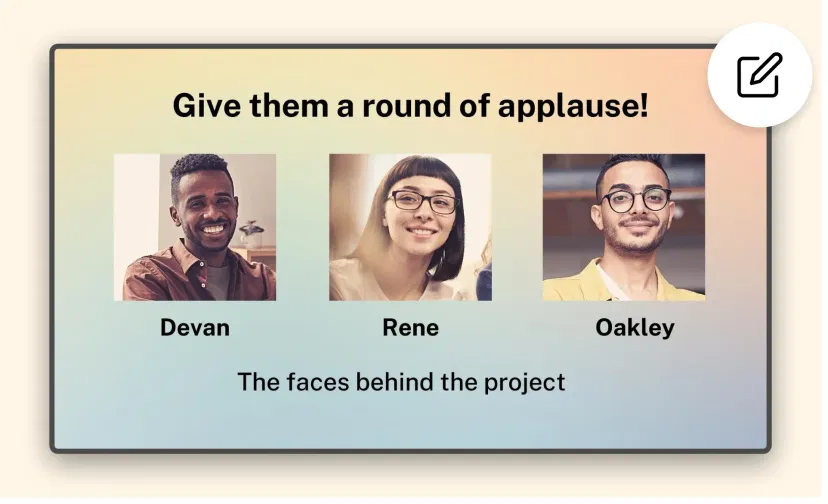 Meet Your Team app interface with the option to customize the data Meet Your Team app interface with the option to customize the data