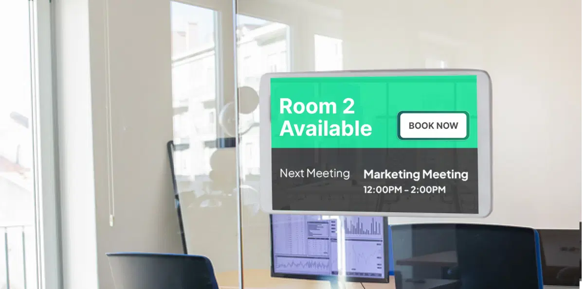 Corporate offices using meeting room calendars on digital signage Corporate offices using meeting room calendars on digital signage