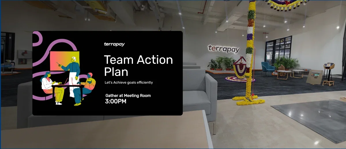 TerraPay case study banner Banking content running on Pickcel's screens at TerraPay offices