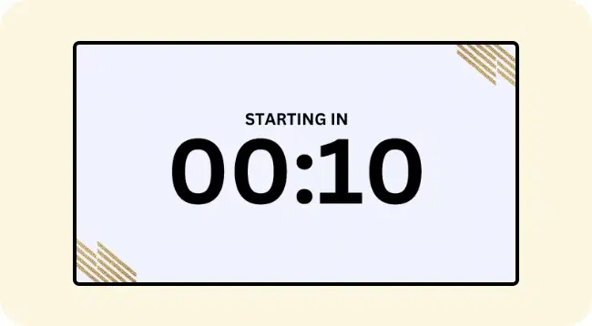 A digital signage screen showing conference countdown timers A digital signage screen showing conference countdown timers