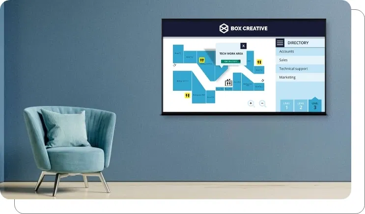 An office digital screen with visitor management interface An office digital screen with visitor management interface
