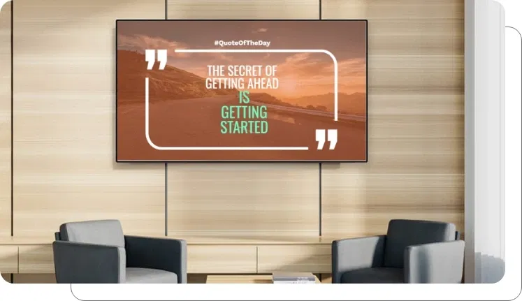 Company traction on an office digital signage screen Company traction on an office digital signage screen