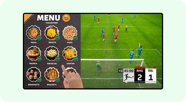 Digital screen showing interactive experiences and engaging displays at stadium Digital screen showing interactive experiences and engaging displays at stadium