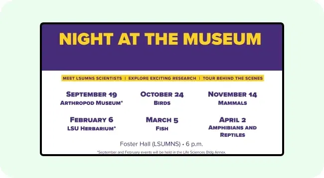 Digital signage screen showing versatile content for different exhibitions Digital signage screen showing versatile content for different exhibitions