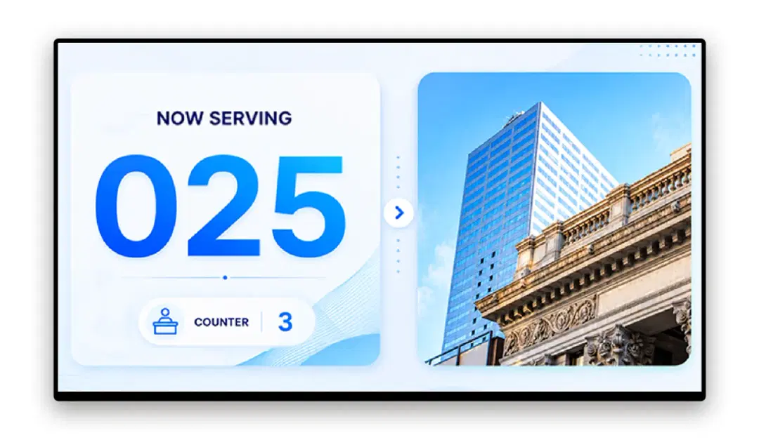 Bank branch digital signage for queue management
